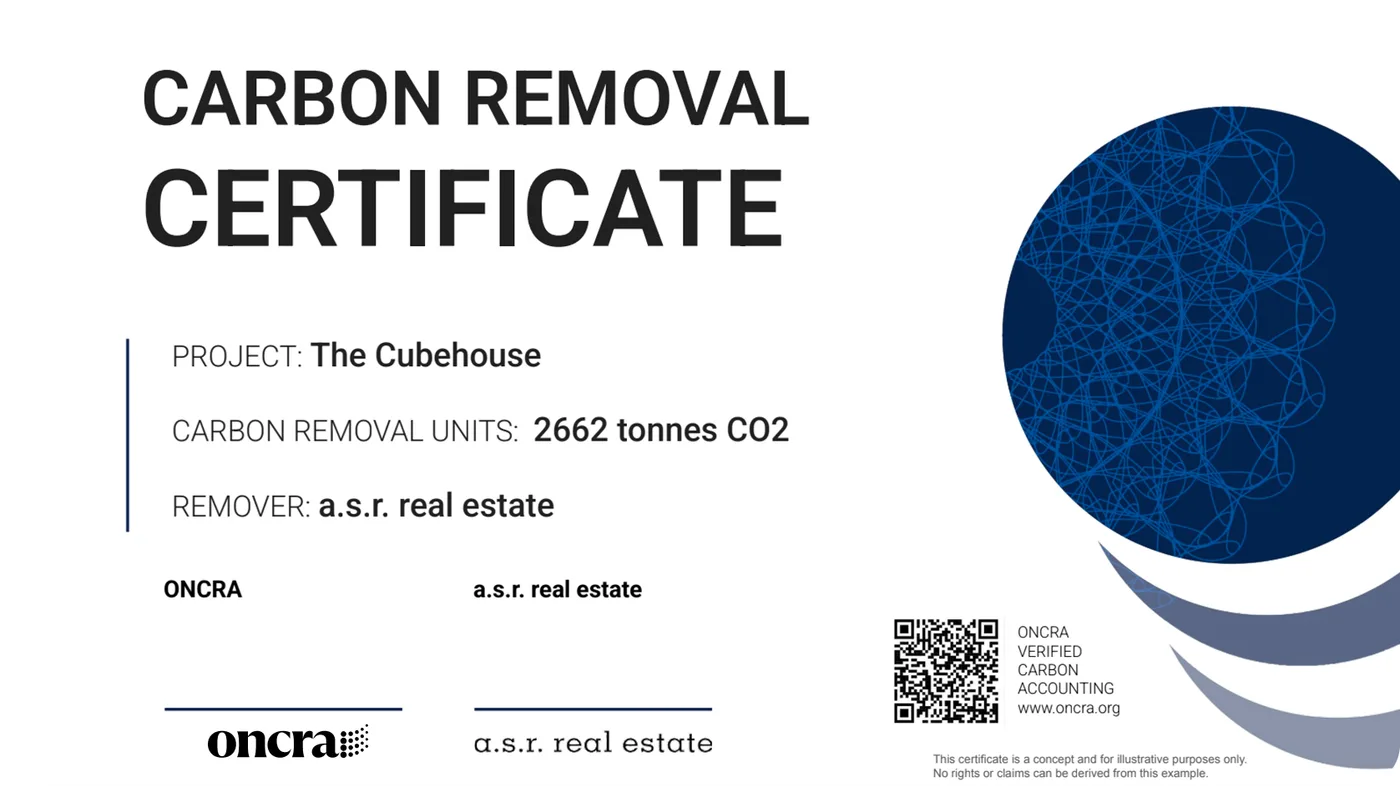 Example Oncra Carbon Removal Certificate showing project details, CO2 tonnes removed, and Oncra verification